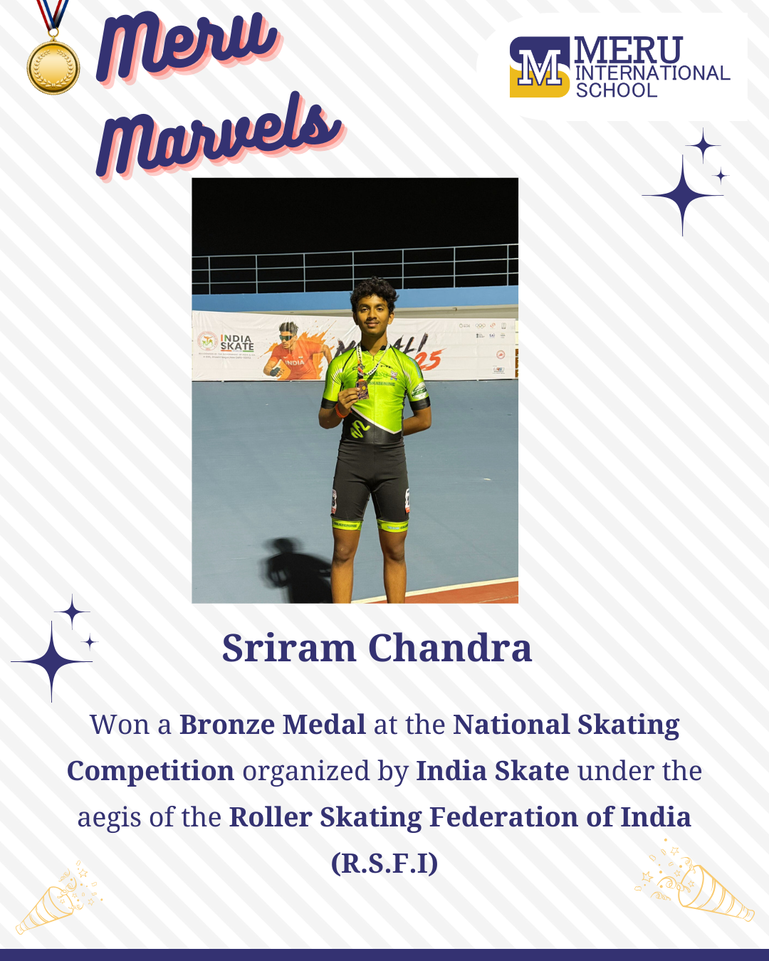 Meru student wins Bronze Medal at the National Skating Competition