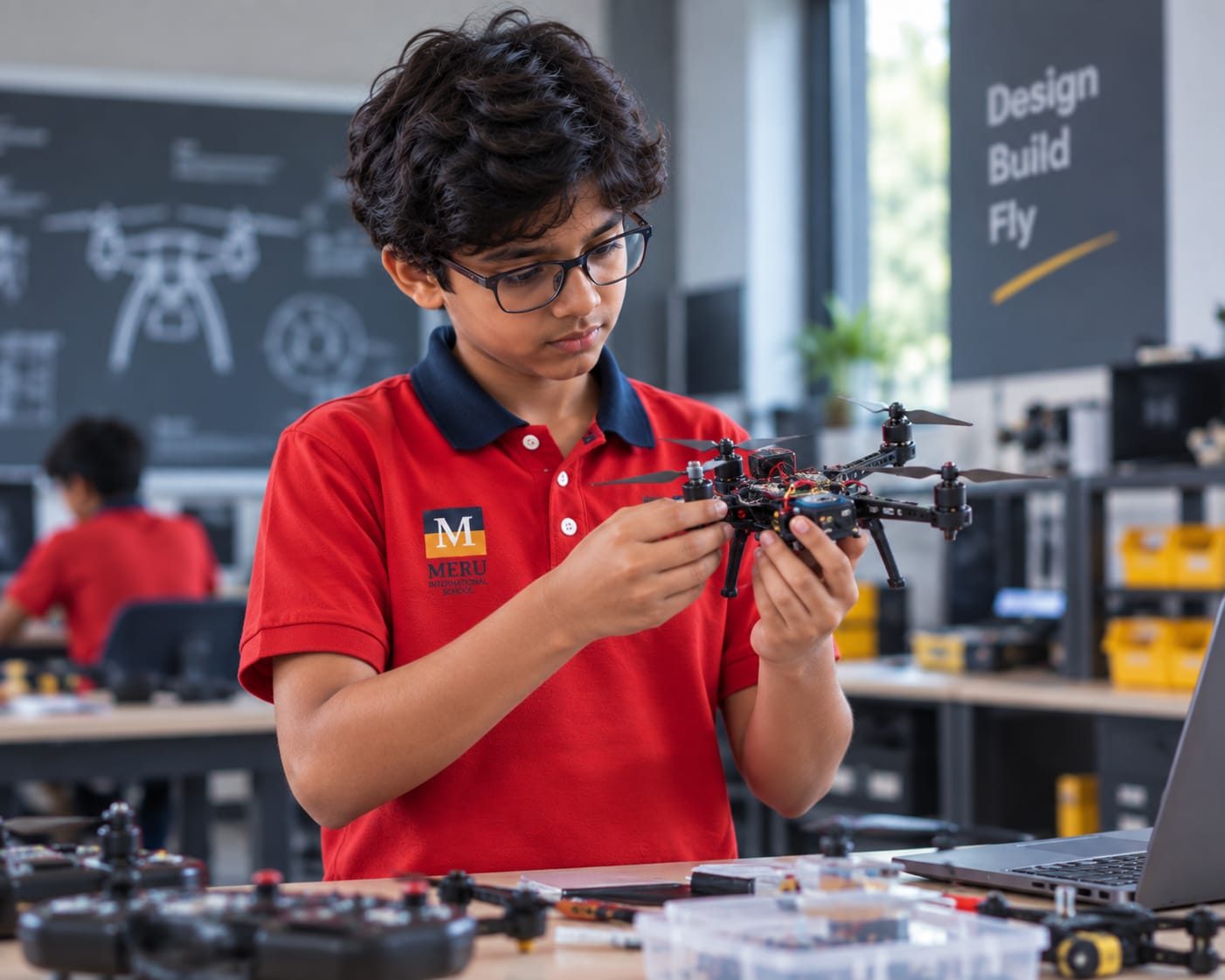 Student exploring emerging technology