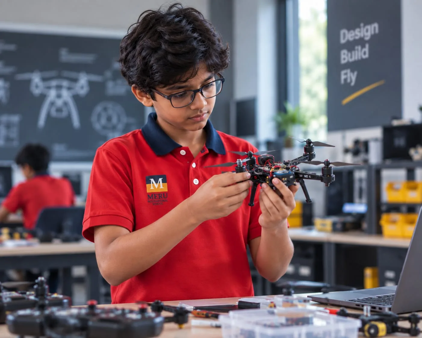 Student exploring emerging technology